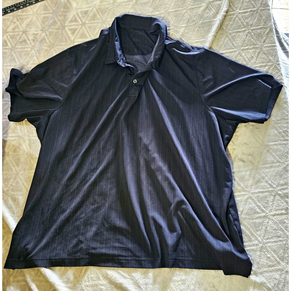 Haggar Men's Black Gray Geometric Polo Shirt Short Sleeve Polyester Size 3XL